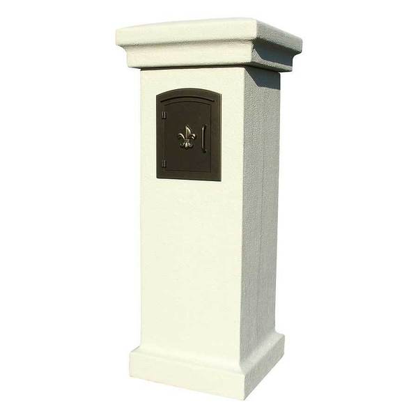 Qualarc Manchester NON-LOCKING Stucco Column Mailbox in Sandstone Color MAN-STUCOL-SS